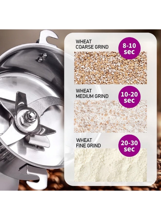 SILVER CREST Heavy 2000W High-Speed Powder Grinder Silver Crest 400g – Multi-Purpose Grinder | Stainless Steel | Dry Spices, Grains & Herbs Crusher (400g) - Image 5