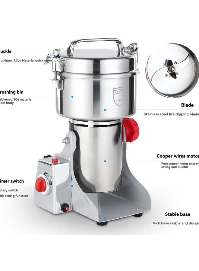 SILVER CREST Heavy 2000W High-Speed Powder Grinder Silver Crest 400g – Multi-Purpose Grinder | Stainless Steel | Dry Spices, Grains & Herbs Crusher (400g) - Image 1