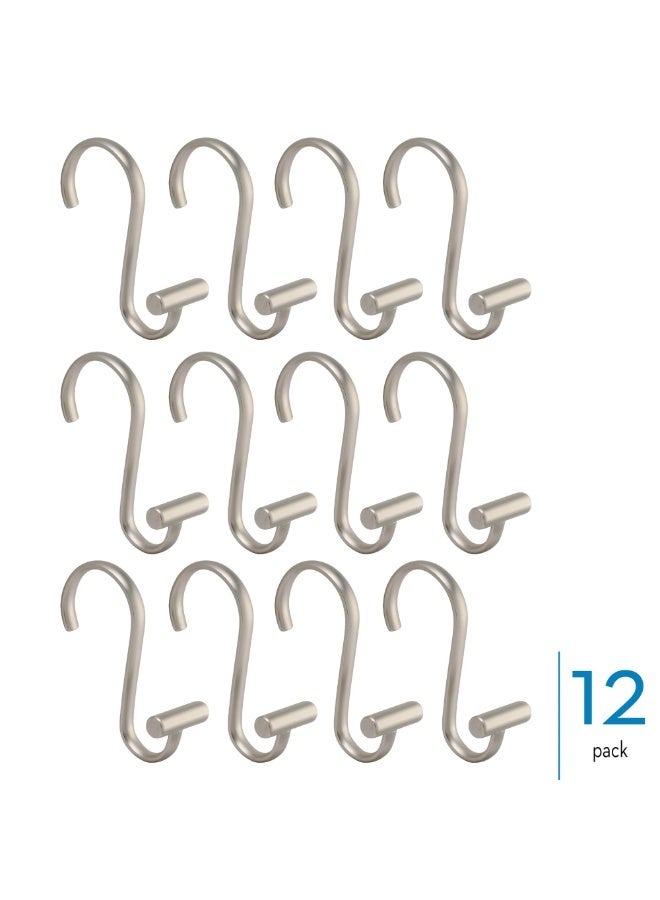 iDesign 76752 Metal T-Bar Shower Curtain Hooks Rust Resistant Rings for Kid's, Guest, Master Bathroom, 1" x 1.75" x 2.75", Set of 12, Satin - Image 2