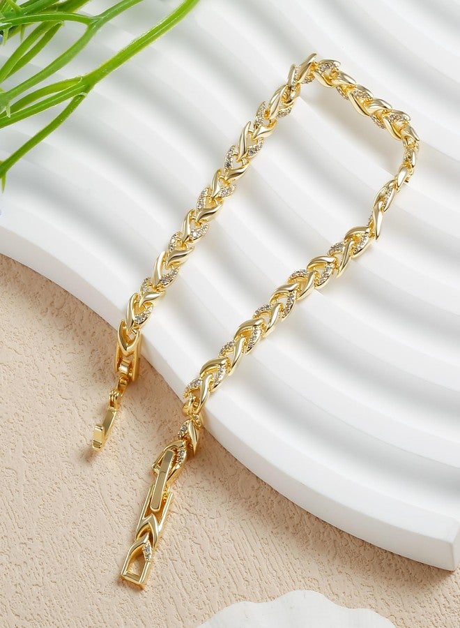 Kose Gold Bracelet for Women Trendy, 14K Gold Plated Dainty Link Chain Bracelet, Length 6.5inch (Not Included 0.6inch Removable Extension Buckle) - Image 2