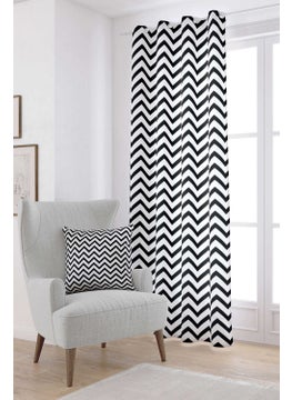 Cango Home Black and White Zigzag Patterned Digital Printed Curtain OTYK516-PR  - Image 1