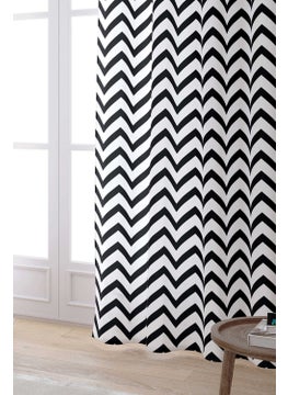Cango Home Black and White Zigzag Patterned Digital Printed Curtain OTYK516-PR  - Image 2