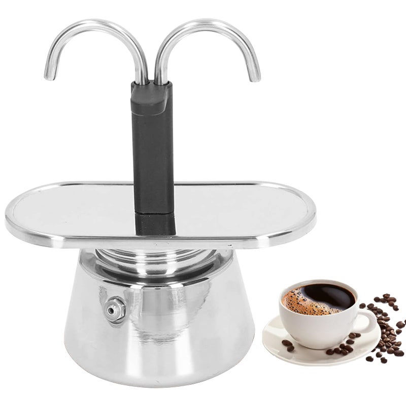 YIHAOSSING Stainless Steel Moka Pot,2 Cup Stovetop Double Spout Espresso Maker, Easy to operate, Making Coffee Quickly,100ML Moka Pot for Home Outdoor Camping - Image 1