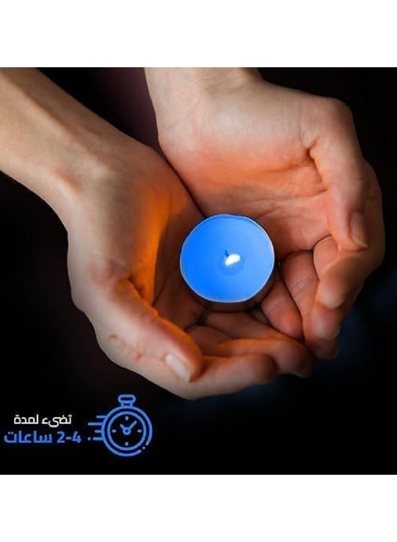 (مجموعة من 10 قطعة) شموع مضيئة - شمعة شمعية - شموع لتزيين المنزل (ازرق)  - Image 3