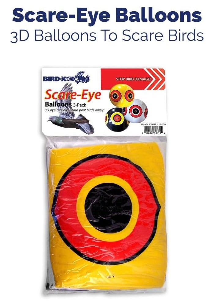 Bird-X Scare-Eye® Bird Repellent Predator Eyes Balloons - Pack of 3 (Yellow, White, Black) - Image 2