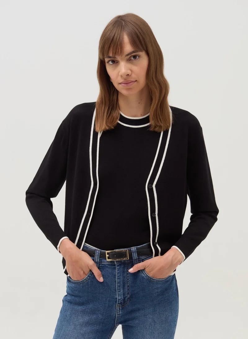 Ovs Cardigan with contrasting trim