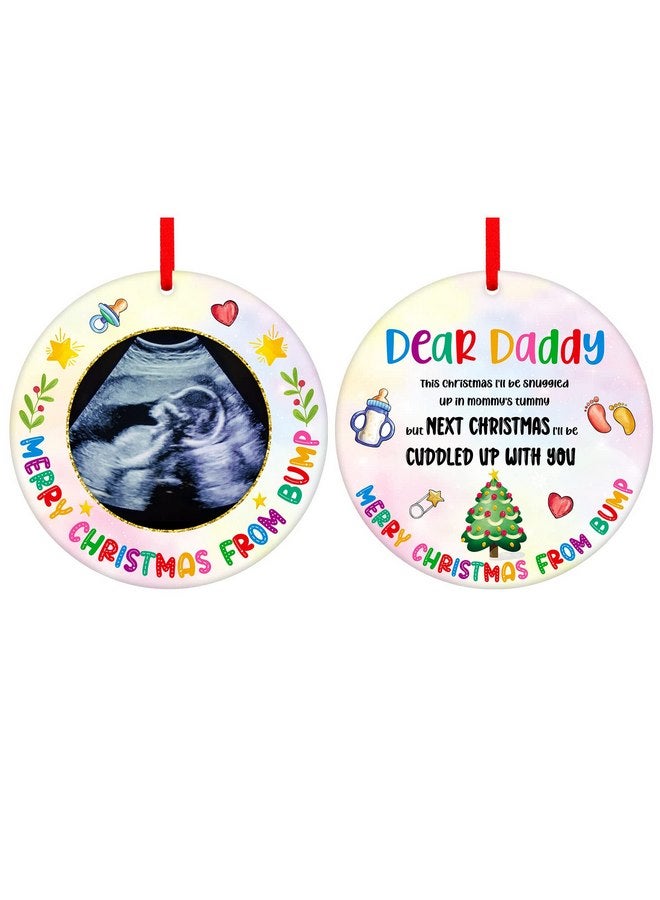 FaCraft Ultrasound Picture Frame Christmas Ornaments 2024 Baby Sonogram Photo Frame Ornament for Dad Mom To Be Pregnant Expecting Parents Xmas Gifts Bump's First Christmas Ornaments for Christmas Tree - Image 1