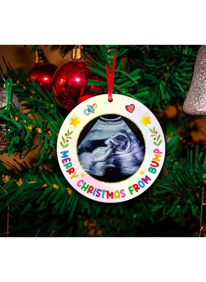 FaCraft Ultrasound Picture Frame Christmas Ornaments 2024 Baby Sonogram Photo Frame Ornament for Dad Mom To Be Pregnant Expecting Parents Xmas Gifts Bump's First Christmas Ornaments for Christmas Tree - Image 5