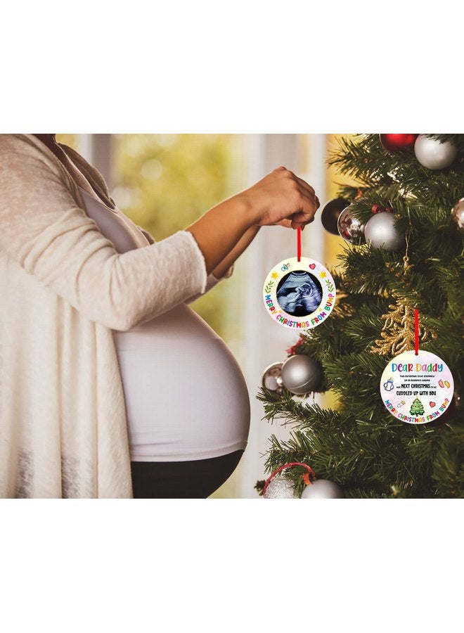 FaCraft Ultrasound Picture Frame Christmas Ornaments 2024 Baby Sonogram Photo Frame Ornament for Dad Mom To Be Pregnant Expecting Parents Xmas Gifts Bump's First Christmas Ornaments for Christmas Tree - Image 3