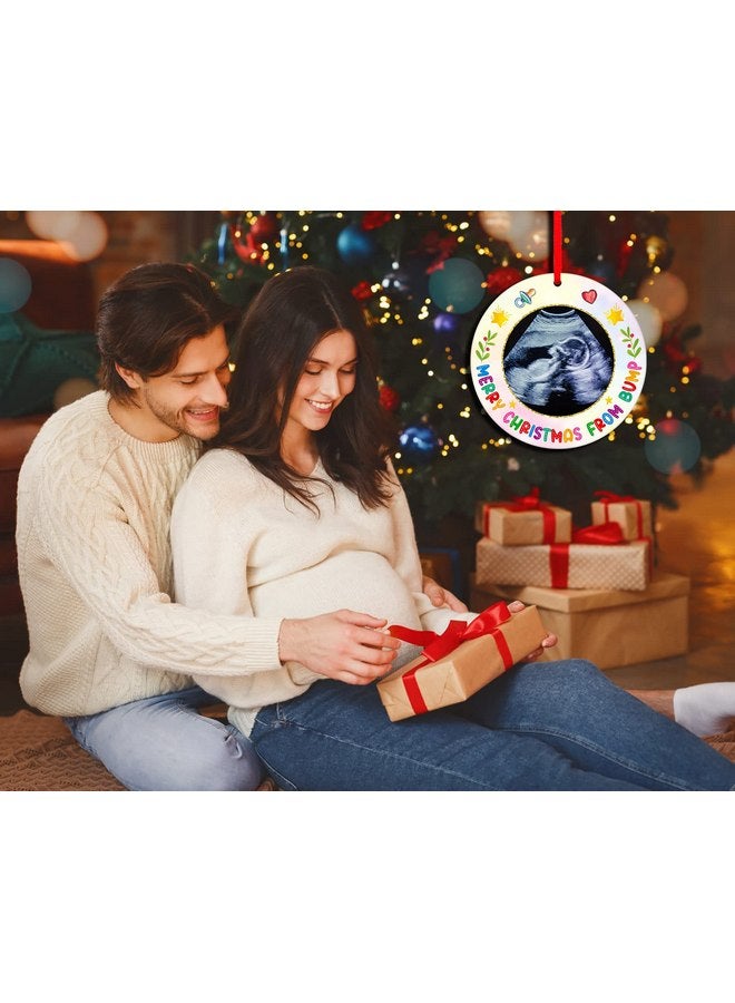 FaCraft Ultrasound Picture Frame Christmas Ornaments 2024 Baby Sonogram Photo Frame Ornament for Dad Mom To Be Pregnant Expecting Parents Xmas Gifts Bump's First Christmas Ornaments for Christmas Tree - Image 4