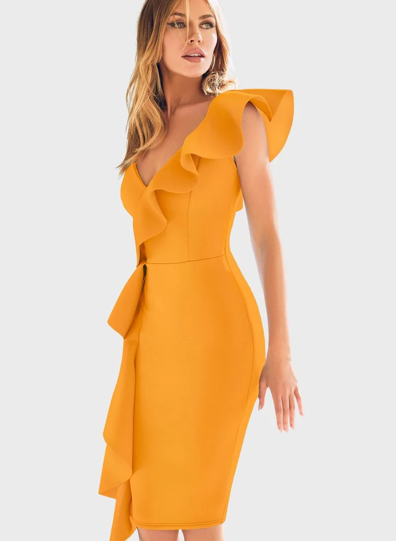 LIPSY Ruffle Detail Bodycon Dress