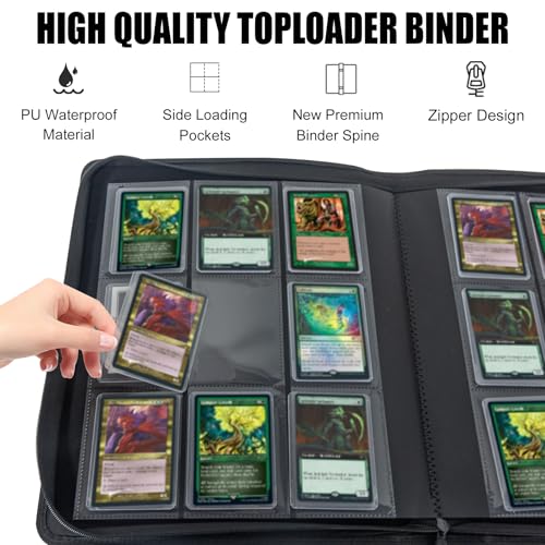 WTVIDAS Toploader Binder, Holds 288 Toploaders, 9-Pocket Ringless Double-Sided Pockets, Waterproof Top Loader Card Storage - Image 4