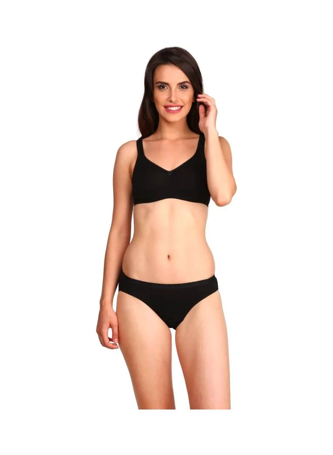 Jockey Black 1250 Women Wire free Non Padded Super Combed Cotton Elastane Stretch Full Coverage Everyday Bra with Contoured Shaper Panel and Adjustable Straps for Women | Best Price UAE