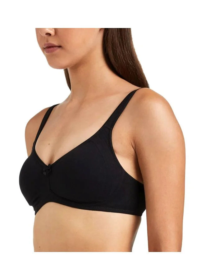 Jockey Black 1250 Women Wire free Non Padded Super Combed Cotton Elastane Stretch Full Coverage Everyday Bra with Contoured Shaper Panel and Adjustable Straps for Women | Best Price UAE