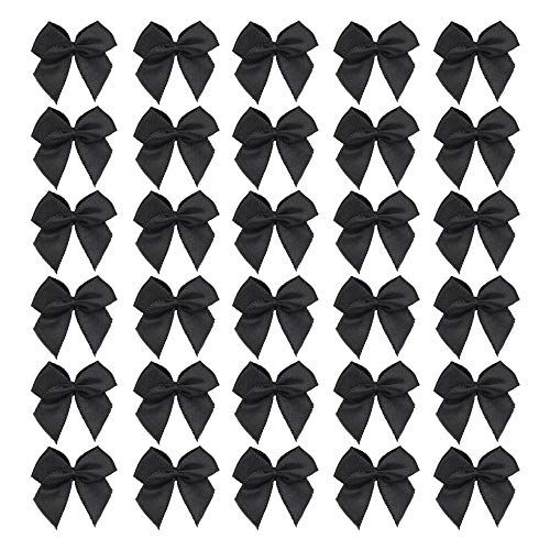 7Rainbows 50pcs Boutique Mini Black Satin Ribbon Bows Flowers Appliques DIY Craft for Sewing Scrapbooking Wedding and Gift - Image 5
