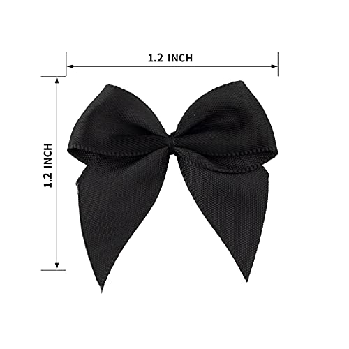 7Rainbows 50pcs Boutique Mini Black Satin Ribbon Bows Flowers Appliques DIY Craft for Sewing Scrapbooking Wedding and Gift - Image 3