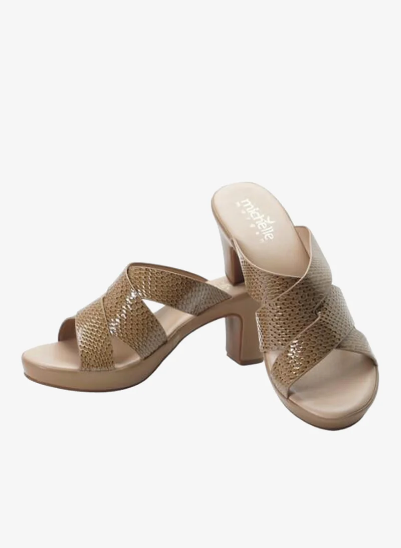 ميشيل مورجان 092-3091 Michelle Morgan Ladies Mid Heel Sandals 314RL093 Khaki