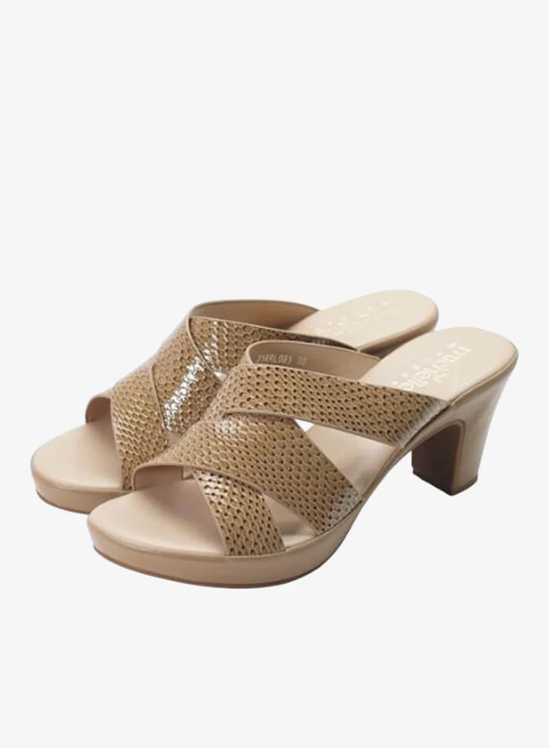 Michelle Morgan Khaki 092-3091 Michelle Morgan Ladies Mid Heel Sandals 314RL093 Khaki for Women | Best Price UAE