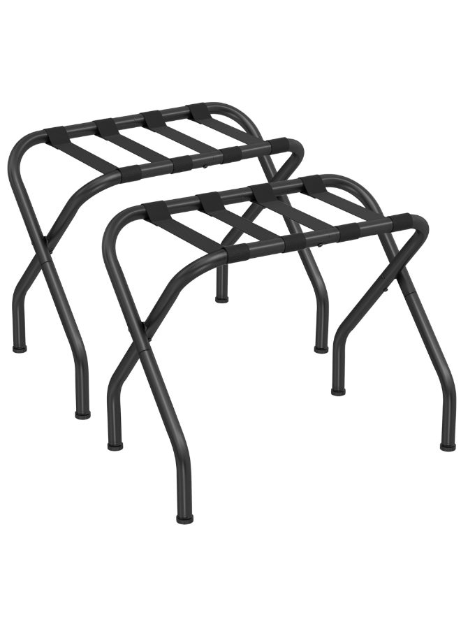 SONGMICS Luggage Rack for Guest Room, Set of 2 Suitcase Stands, Foldable Steel Frame, for Hotel, Bedroom, Holds up to 110 lb, 27.2 x 15 x 20.5 Inches, Black - Image 1