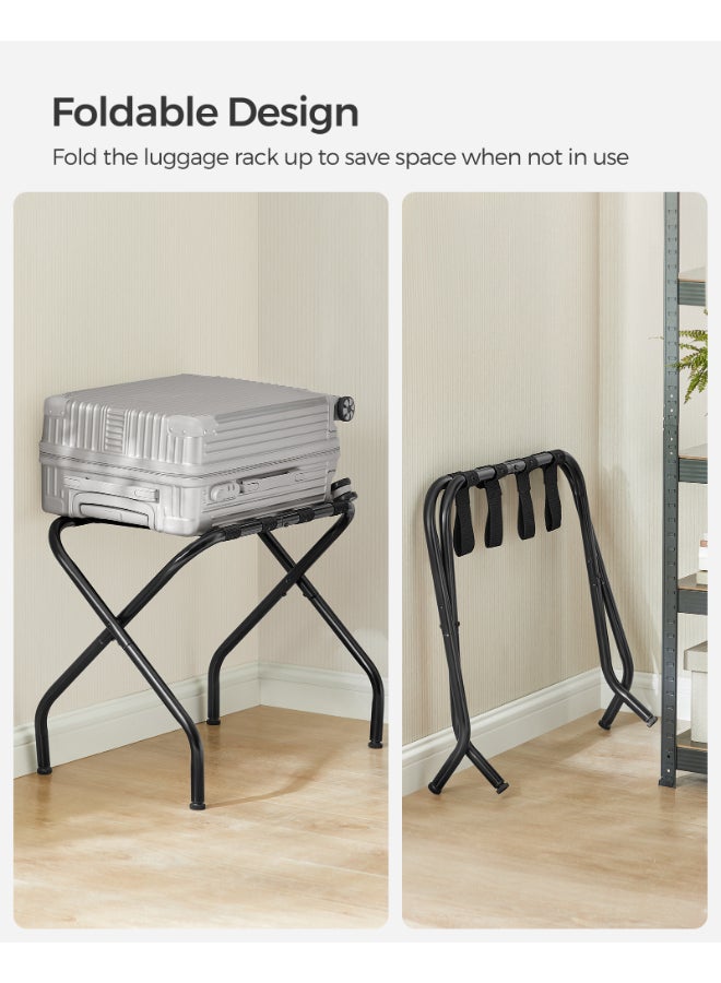 SONGMICS Luggage Rack for Guest Room, Set of 2 Suitcase Stands, Foldable Steel Frame, for Hotel, Bedroom, Holds up to 110 lb, 27.2 x 15 x 20.5 Inches, Black - Image 4