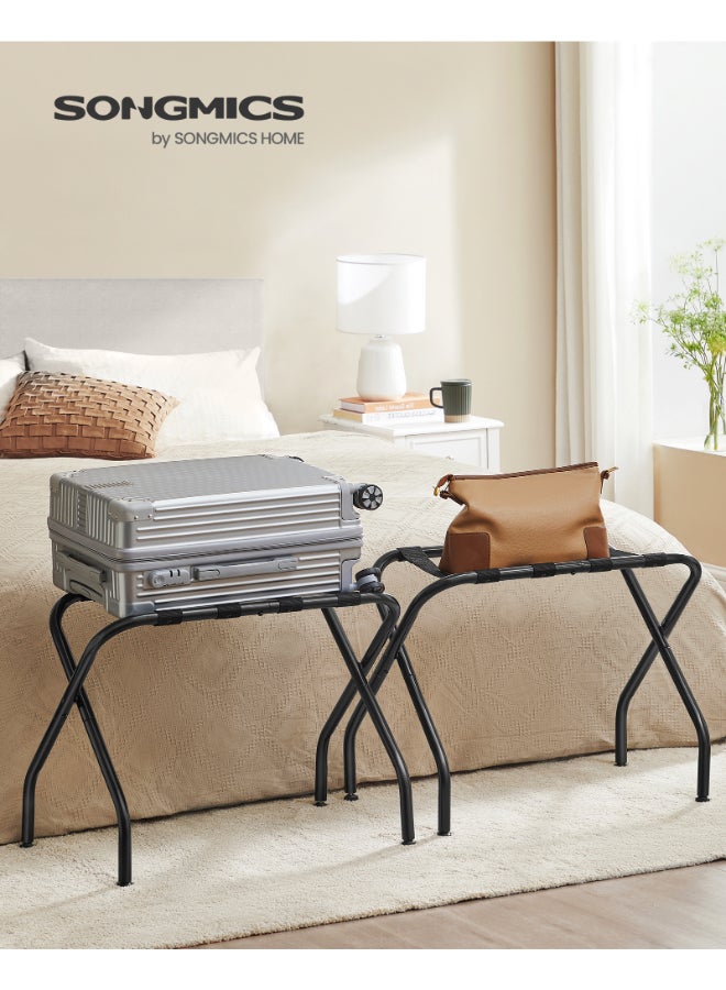 SONGMICS Luggage Rack for Guest Room, Set of 2 Suitcase Stands, Foldable Steel Frame, for Hotel, Bedroom, Holds up to 110 lb, 27.2 x 15 x 20.5 Inches, Black - Image 2