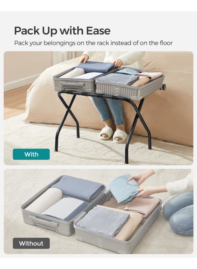SONGMICS Luggage Rack for Guest Room, Set of 2 Suitcase Stands, Foldable Steel Frame, for Hotel, Bedroom, Holds up to 110 lb, 27.2 x 15 x 20.5 Inches, Black - Image 3