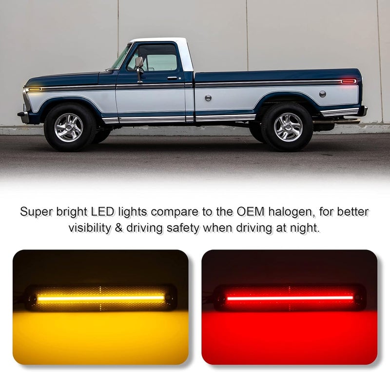 SHINEFIT LED Side Marker Lights for Ford F Series Truck, Bronco, and Econoline Van (1973-1991) - Smoke Lens - Image 2