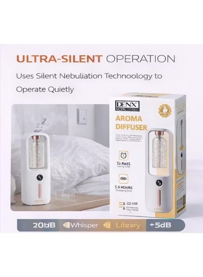 DENX DX1910 Portable Aroma Diffuser, Essential Oil Nebulizer, USB Rechargeable, Type-C Charging, 5 Mist Levels, 15-Day Battery Life, Wireless Fragrance Diffuser for Home Office Car - Image 3