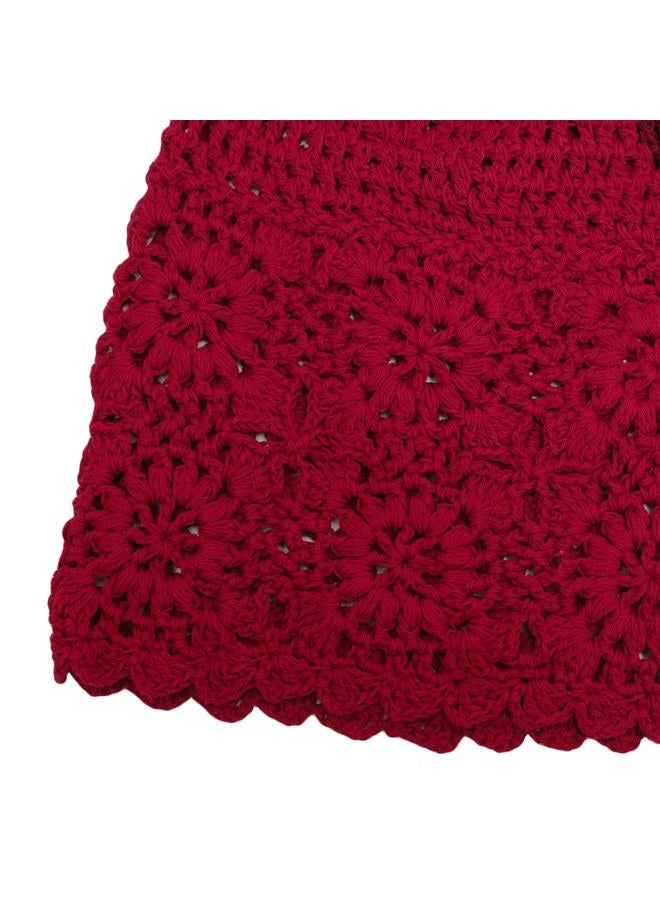 ZLYC Women Cotton Crochet Slouchy Beanie Hat Handmade Knit Summer Skull Cap, Solid Red, One Size - Image 5