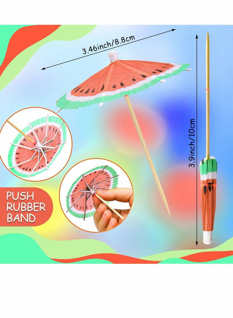 نيبمينينت مسواك للديكور بمظلة الشرب ، كوكتيل ورقي بطيخ مع ديكور للمشروبات وتزيين حلوى الكب كيك وشوك الفاكهة (40 قطعة) - Image 5