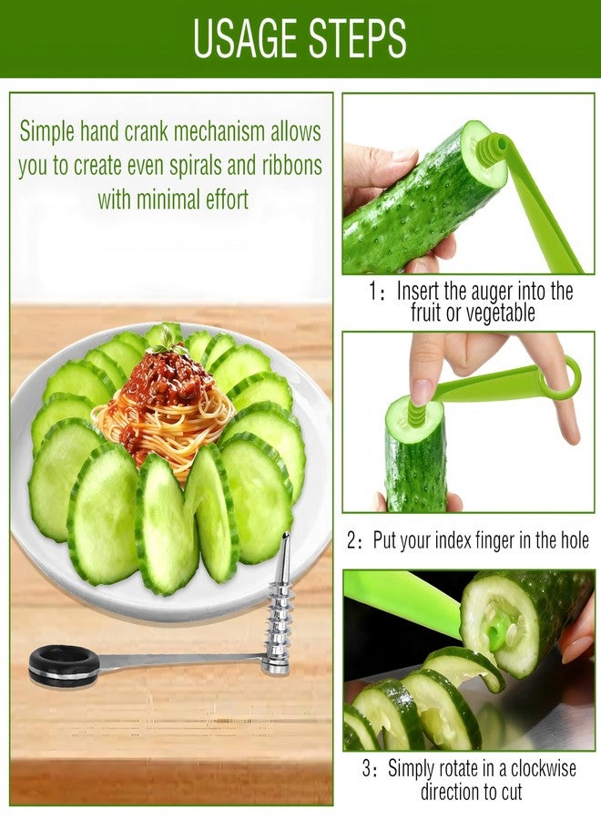 BADAO 3PCS Spiral Cutter,Piranha Spiral Cutter,Potato Cutters Peelers,Stainless Steel&Plastic Flower Curler,Manual Spiral Slicer for Boiled Eggs,Tomato,Zucchini,Vegetables,Cucumbers and Carrots,Kitchen Tool - Image 3
