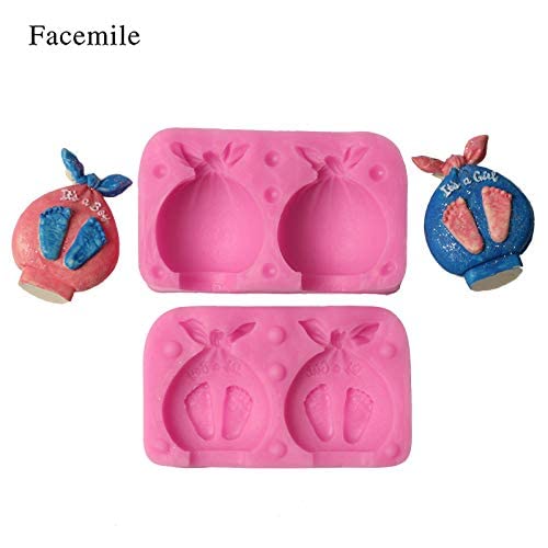 NINEXY Baby Shower Silicone Candle Mold,3D Baby Foot Silicone Soap Mold Fondant Cake Decorating Candy Chocolate Mould (Boy&Girl) - Image 3