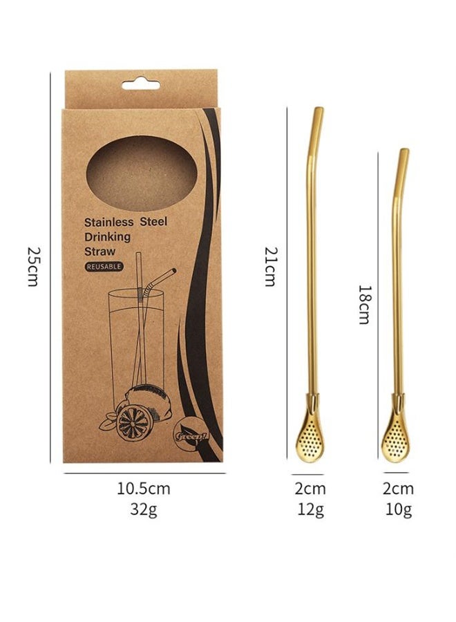 هومستر القش، 4 قطع ماتي شاي بومبيلا شراب القش مع مجموعة فرش التنظيف، الذهب - Image 5