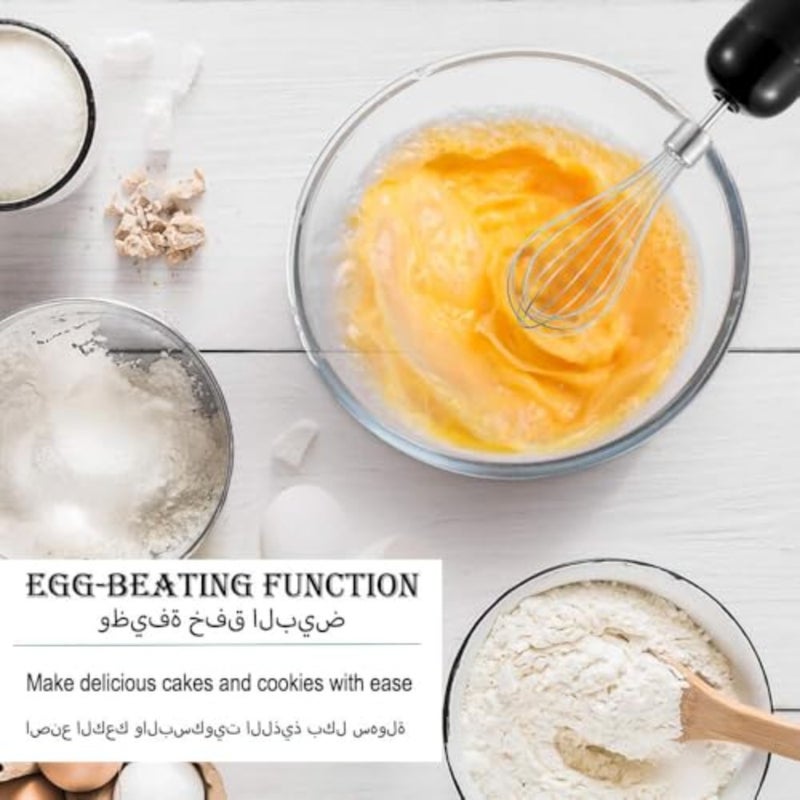 Kitchen hand blender set, stainless steel body, black color, 4-in-1 multifunctional with 1000W power and 5-speed control - Image 4