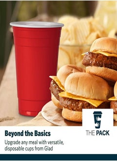 THE PACK 50 pieces Red Plastic Cups 16 Oz Reusable Party Cup Disposable Cup Big Birthday  - Image 3