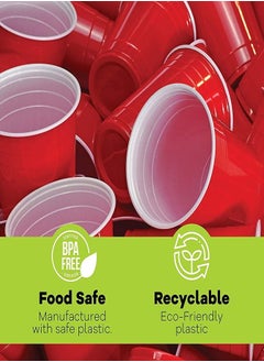 THE PACK 50 pieces Red Plastic Cups 16 Oz Reusable Party Cup Disposable Cup Big Birthday  - Image 2