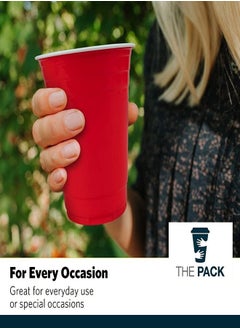 THE PACK 50 pieces Red Plastic Cups 16 Oz Reusable Party Cup Disposable Cup Big Birthday  - Image 4