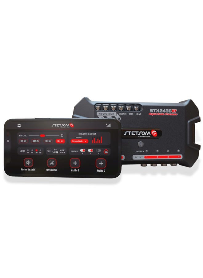 Stetsom STX 2436 Bluetooth DSP - Digital Signal Processor, DSP, Equalizer, Exclusive APP, Band Graphic, High Precision Crossover, Filters, Voltmeter, Limiter, Digital Audio Processor - Image 2