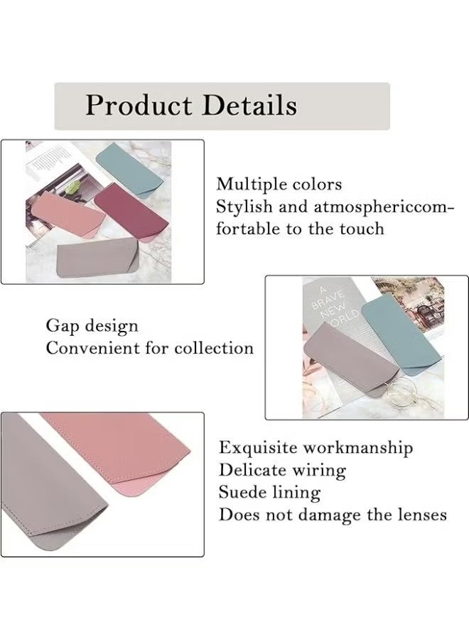 4 Pack Soft Glasses Cases, Leather Sunglasses Cases for Women & Men, Slim Eyeglasses Case - Image 3