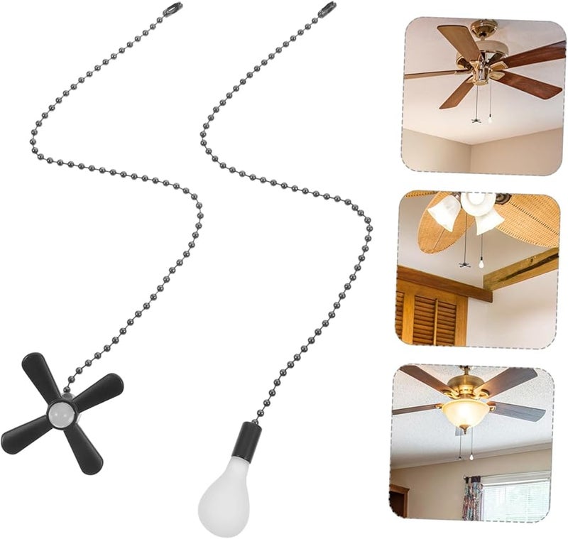 ميكيكيت أسود مروحة سقف قديمة سلسلة سحب قلادة زخرفية سهل التركيب تصميم رجعي - Image 3