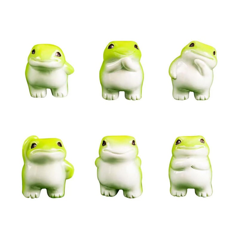 SOFREELIU Set of 6 Mini Resin Animals Frogs Figurines, Mini Resin Figures Tiny Animals Bulk Miniature Figures to Hide Tiny Frog Statue Decorations for Desk - Image 1