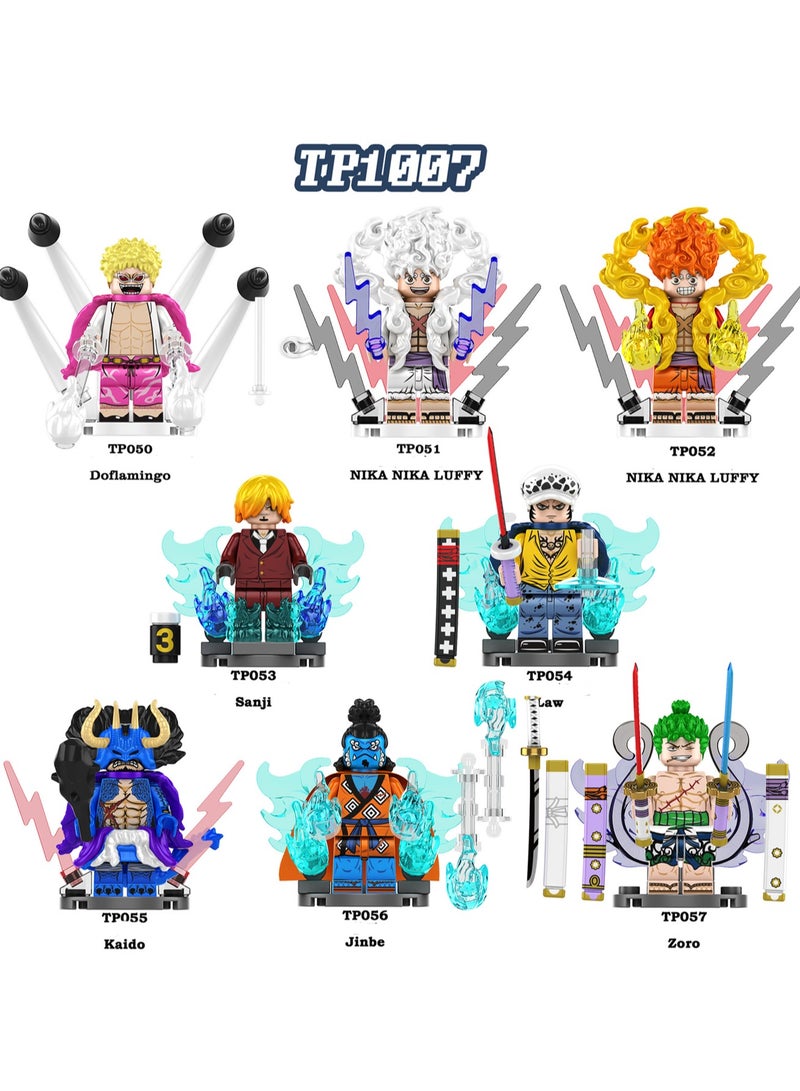 TP1007 Fifth Gear Nika Luffy Sauron Kaido Jinbei Assembled Building Blocks Minifigures Children's Toys Trendy Play Ornaments 8 Pieces - Image 1