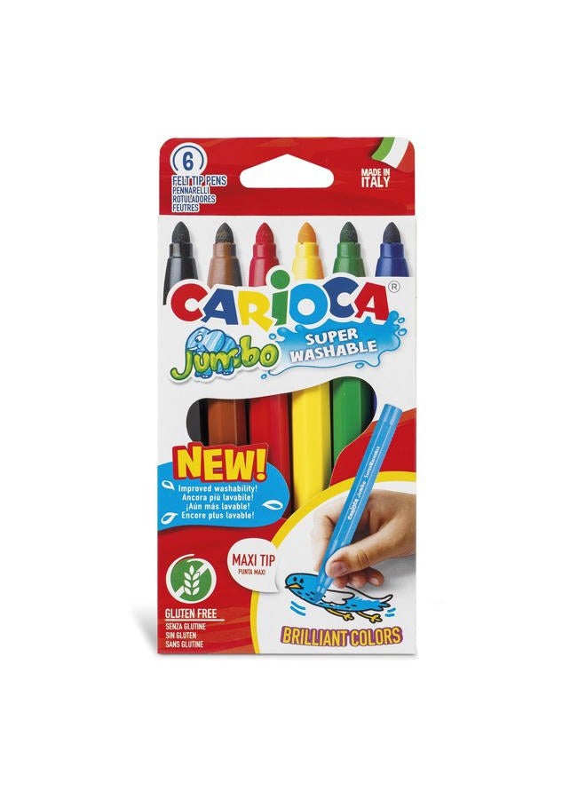 CARIOCA Jumbo Box 6pcs Felt Tip Pens - Image 1