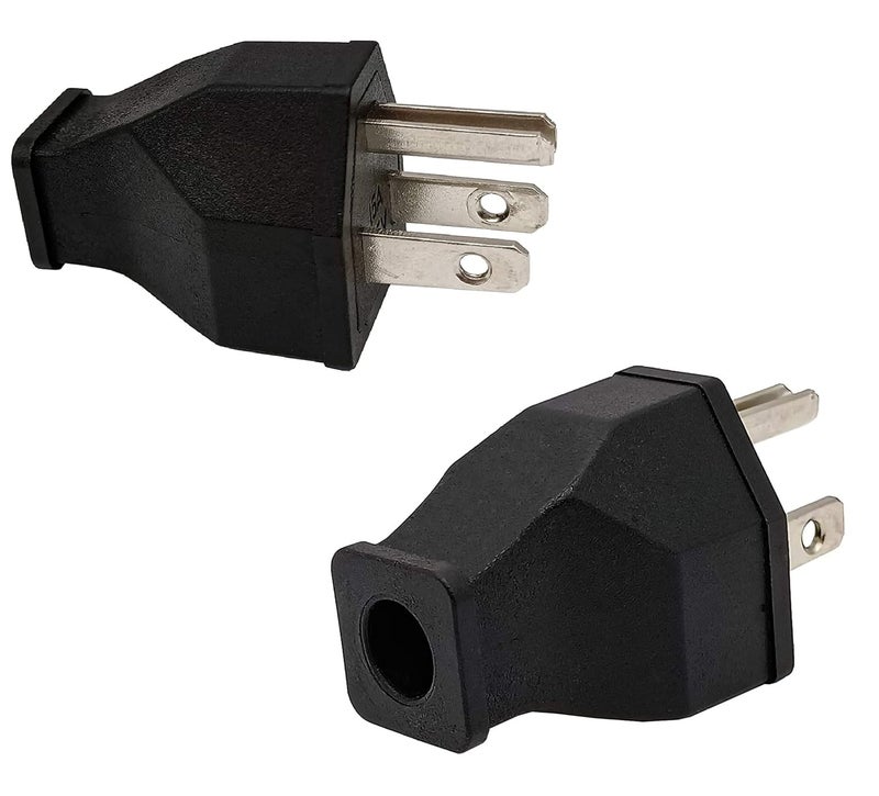 WOWSOME WOWSOME USA Plug 3 Pin 15A 125V Wiring Male Top Plug for USA Japan Canada Mexico Philippines Three Pin Plug Set of 2 Black - Image 1
