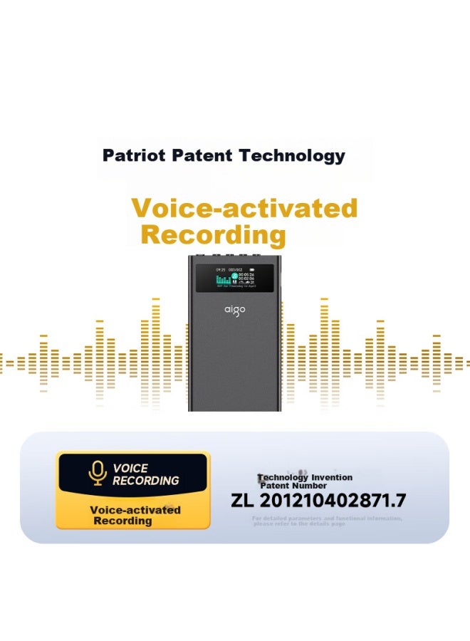 Aigo Voice Recorder, Continuous 20 Days 20 Nights Ultra-Long Standby, Professional Recording, High-Definition Long-Range Large-Capacity Transcription, Recording Device, Learning Meeting Training R9988 128Gb - Image 3