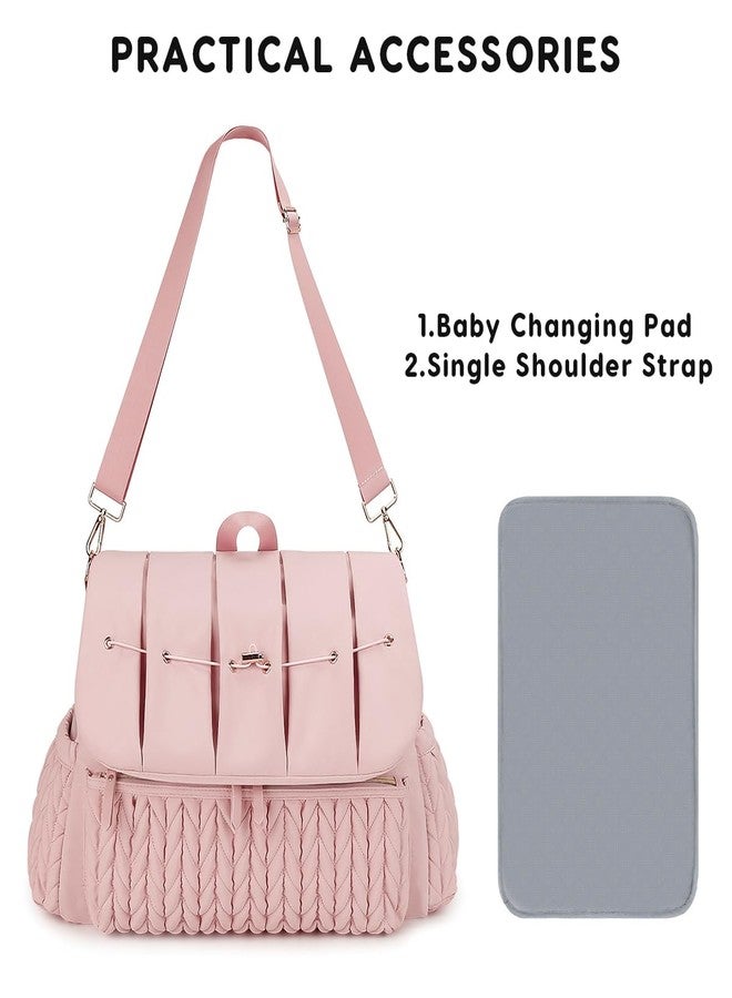 SONARIN Convertible Diaper Bag Backpack Waterproof Nappy Changing Bag Travel Mummy Bag with Changing Pad & Shoulder Strap(Pink) - Image 4