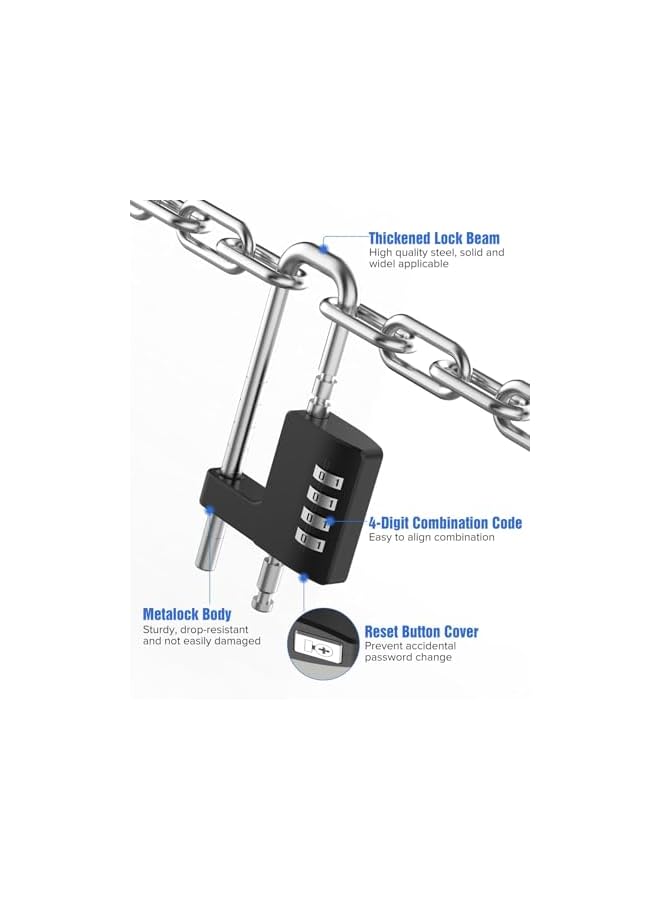 PROMASS PROMASS 1Pack Combination Lock, Cabinet Lock Gym Locker Lock Code Long Adjustable Shackle Lock, 4 Digit Combination Padlock, for School Locker, Storage, Fence, Gate, Cooler, Case, Black  - Image 3