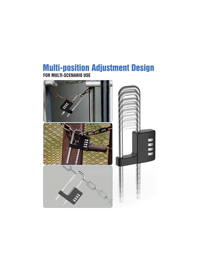 PROMASS PROMASS 1Pack Combination Lock, Cabinet Lock Gym Locker Lock Code Long Adjustable Shackle Lock, 4 Digit Combination Padlock, for School Locker, Storage, Fence, Gate, Cooler, Case, Black  - Image 4
