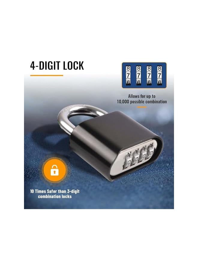 PROMASS PROMASS Combination Lock,4 Digit Combination Lock, Heavy Duty Security Lock,Code Security,Combination Padlock,Luggage Lock,Corrosion Resistant Lock for Gym, School Locker, Shed, Garage  - Image 4