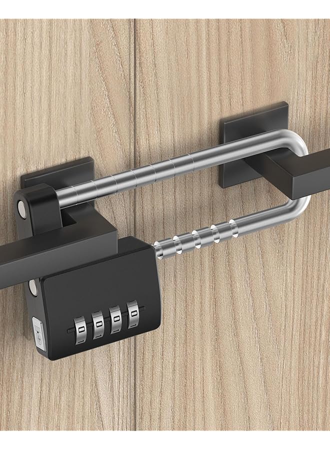 PROMASS PROMASS 1Pack Combination Lock, Cabinet Lock Gym Locker Lock Code Long Adjustable Shackle Lock, 4 Digit Combination Padlock, for School Locker, Storage, Fence, Gate, Cooler, Case, Black  - Image 1